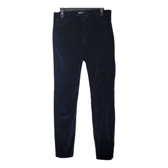 Maje Women's 28 Dark Navy Blue Velvet High Rise Slim Fit Stretch Designer Pants - Picture 1 of 9